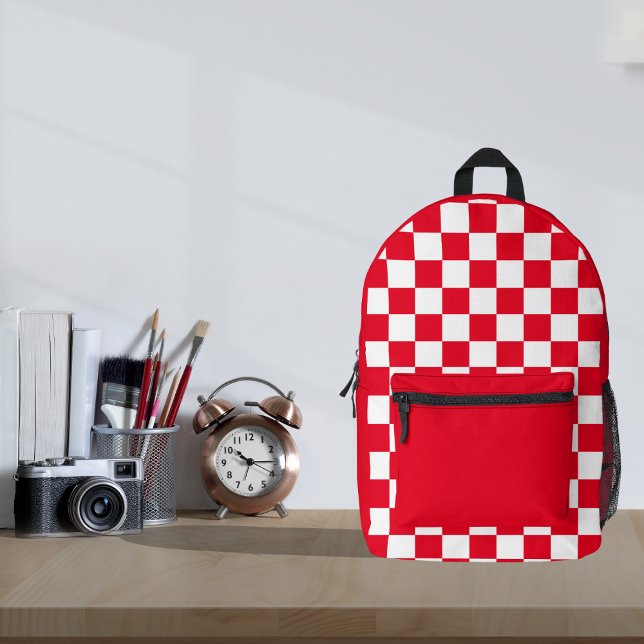 Minimalist Modern Red Croatian Chequerboard  Printed Backpack (Creator Uploaded)