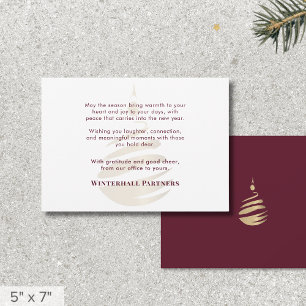 Minimalist Modern Red Gold Ornament Holiday Card