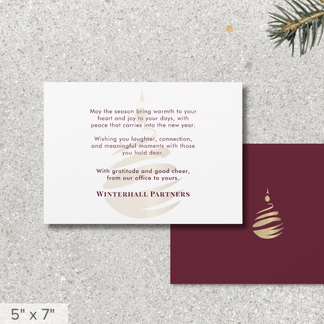 Minimalist Modern Red Gold Ornament Holiday Card (Creator Uploaded)