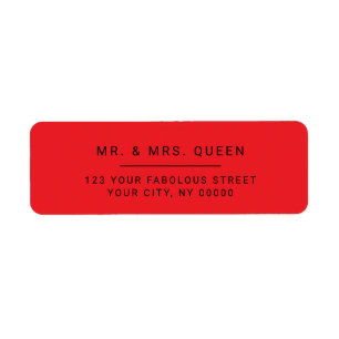 Minimalist Modern Red Return Address Label