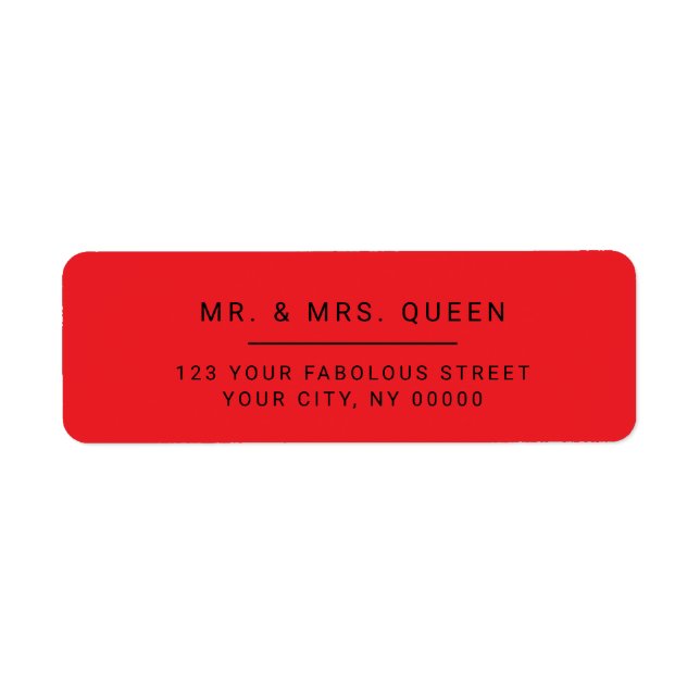 Minimalist Modern Red Return Address Label (Front)