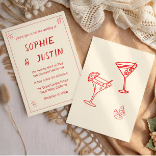 Minimalist Modern Red Typography Wedding Invitation