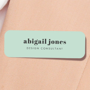 Minimalist Modern Retro Mint Green Stylish Casual  Name Tag