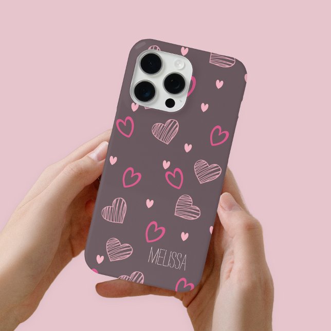 Minimalist Modern Romantic Heart Shape Pattern iPhone Case (Creator Uploaded)