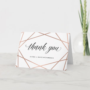 Minimalist Modern Rose Gold on White Thank You Card