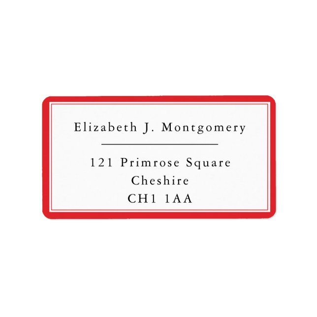 Minimalist Modern Rose Red Return Address Label (Front)