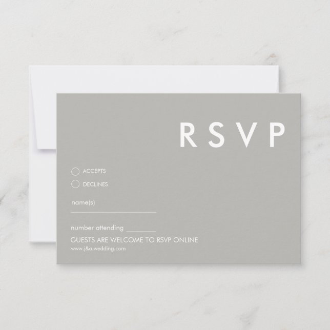 Minimalist Modern RSVP Card | Grey Wedding  (Front)