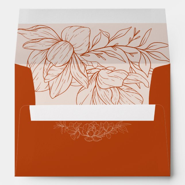 Minimalist Modern Rust Floral Wedding  Envelope (Back (Bottom))