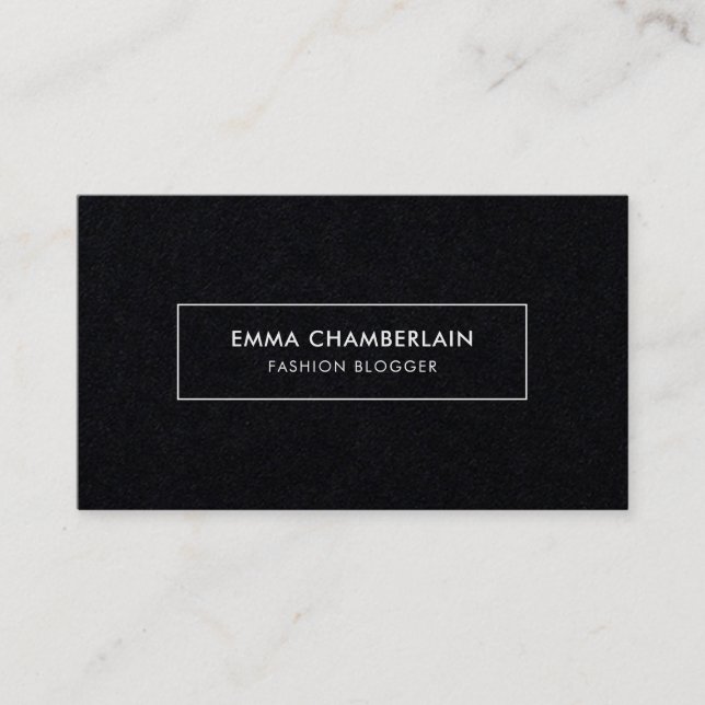 Minimalist Modern Rustic Black Paper Business Card (Front)