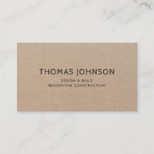 Minimalist Modern Rustic Construction Business Car Card