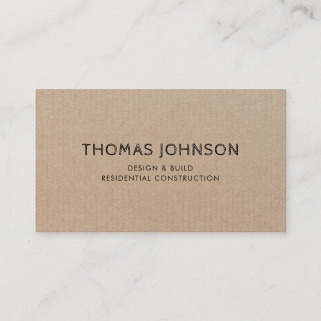 Minimalist Modern Rustic Construction Business Car Card (Front)