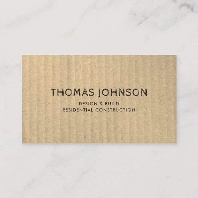 Minimalist Modern Rustic Construction Business Car Card (Front)