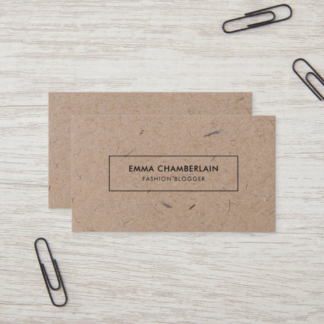 Minimalist Modern Rustic Kraft Paper Business Card (Front/Back In Situ)