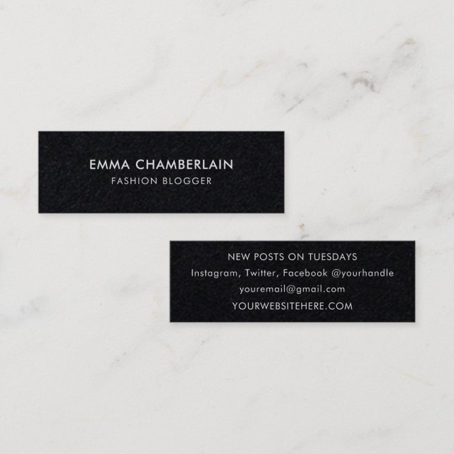 Minimalist Modern Rustic Kraft Paper Eco Black Mini Business Card (Front/Back)