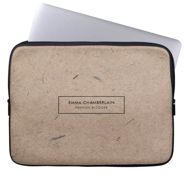 Minimalist Modern Rustic Kraft Paper Laptop Sleeve (Front)