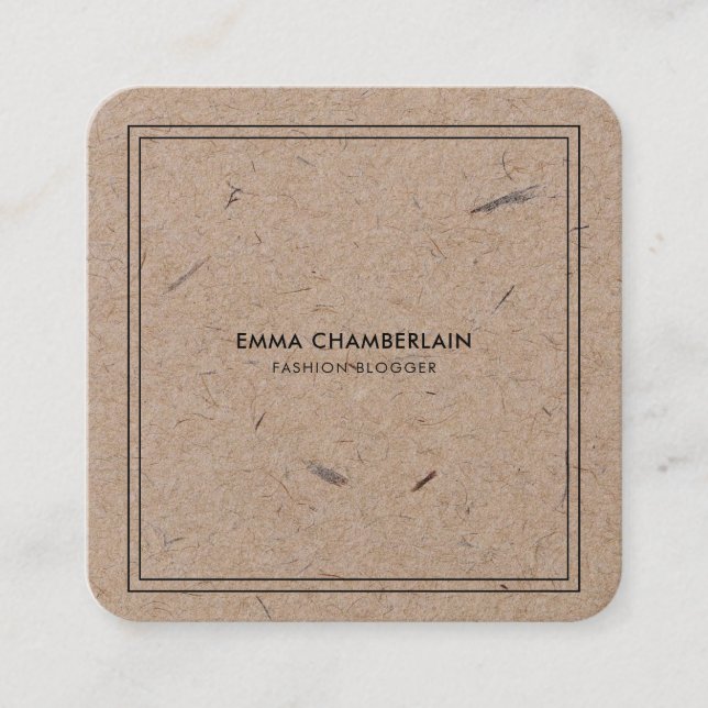 Minimalist Modern Rustic Kraft Paper  Square Business Card (Front)