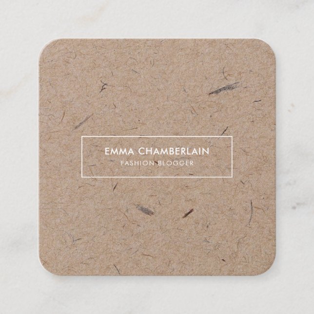 Minimalist Modern Rustic Kraft Paper Square Business Card (Front)