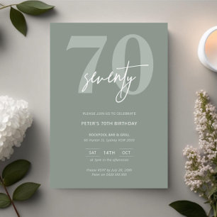Minimalist Modern Sage 70th Birthday Party Invitation
