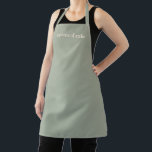 Minimalist modern sage green custom name monogram apron<br><div class="desc">Minimalist sage green custom name text or monogram solid plain simple elegant Apron.
Customise personalise it with name,  quote,  phrase,  or monogram,  initials.
Customisable off white text,  solid plain colour sage green background.
Great for cooks,  chefs,  pottery,  ceramics,  crafting,  work,  kitchen,  grilling,  bbq,  businesses,  bakeries and stores,  etc</div>