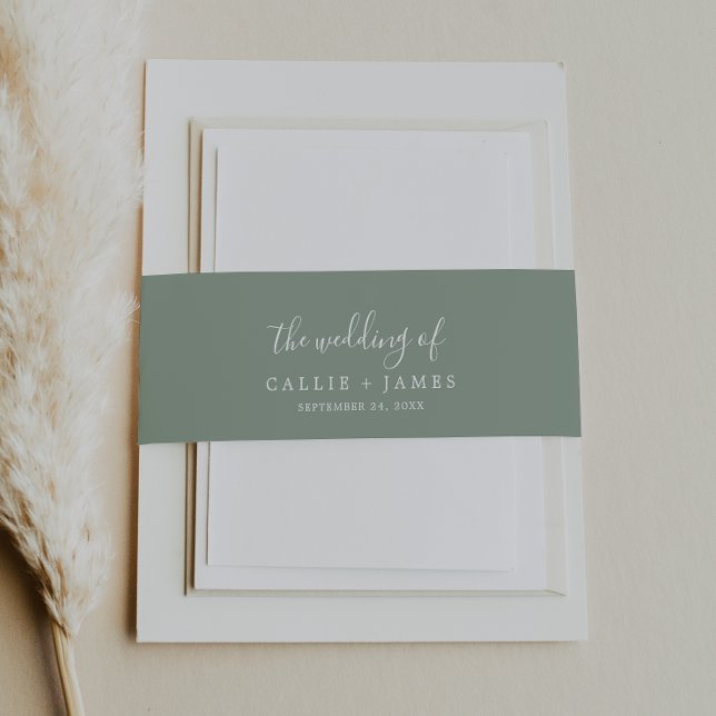Minimalist Modern Sage Green Invitation Belly Band (Creator Uploaded)
