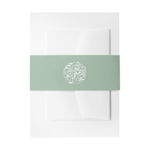 Minimalist Modern Sage Green Islamic Bismillah Invitation Belly Band