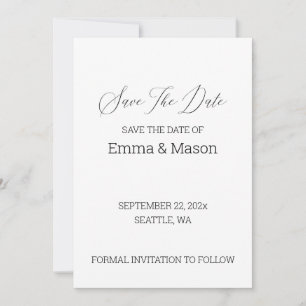 Minimalist Modern Save The Date Card