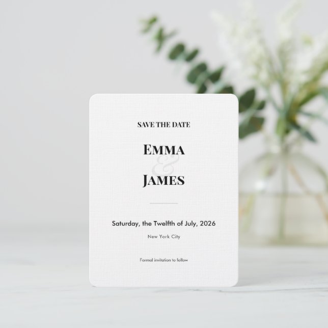 Minimalist Modern Save the Date Card | QR Code 2 (Standing Front)