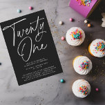 Minimalist Modern Script 21st Birthday Party  Invitation<br><div class="desc">Minimalist Modern Script 21st Birthday Party Invitation - A simple,  modern design with modern calligraphy script in black and white. Our high quality template makes it so easy to personalise your invitation.</div>