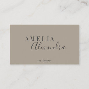 Minimalist Modern Script Boho Neutral Taupe Grey Business Card
