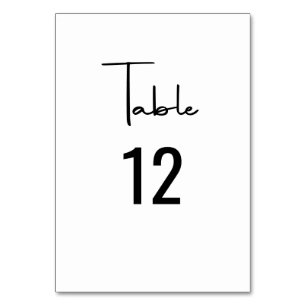 Minimalist Modern Script Calligraphy Wedding Table Number