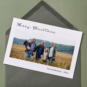 Minimalist Modern Script Font Photo Holiday Card