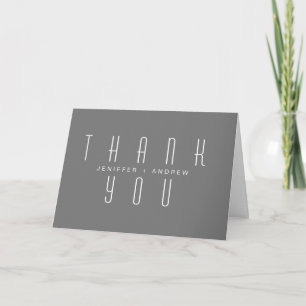 Minimalist Modern Script Grey Thank You Photo Card