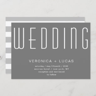 minimalist modern script grey wedding invitation