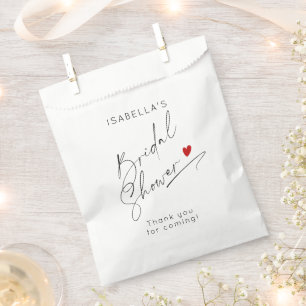 Minimalist modern script heart Bridal shower Favour Bags