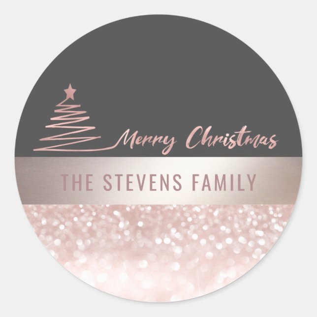 Minimalist modern script Merry Christmas Classic Round Sticker (Front)
