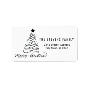 Minimalist modern script Merry Christmas Label