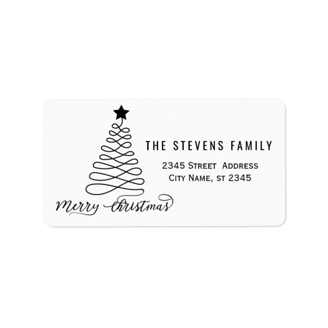 Minimalist modern script Merry Christmas Label (Front)