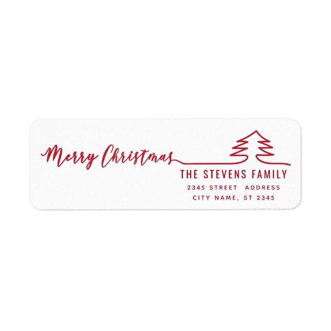 Minimalist modern script Merry Christmas red Label (Front)