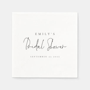 Minimalist Modern Script Name Date Bridal Shower Napkin