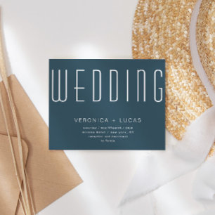 minimalist modern script navy wedding invitation