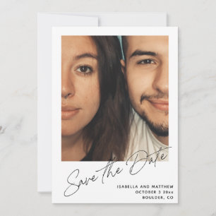 Minimalist Modern Script Personalised Custom Photo Save The Date