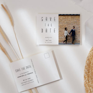 Minimalist Modern Script Photo Save The Date Postcard