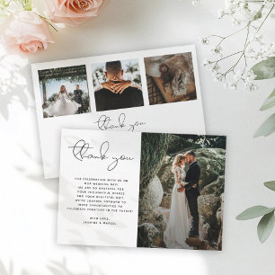 Minimalist Modern Script Photo Simple Wedding  Tha Thank You Card
