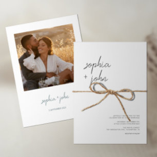 Minimalist Modern Script Photo Wedding Invitation