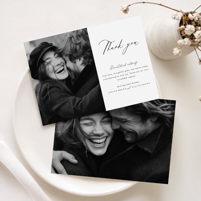 Minimalist Modern Script Photo Wedding Thank You Card (Creator Uploaded)