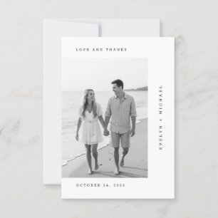 Minimalist Modern Script Photo Wedding Thank You Card