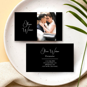 Minimalist Modern Script Professional Photographer Business Card