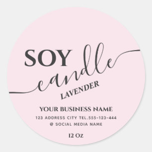 Minimalist modern script soy candle classic round sticker