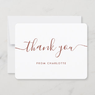 Minimalist Modern Script Terracotta Thank You Card