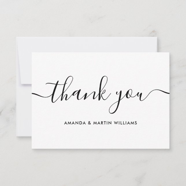 Minimalist Modern Script Thank You Card (Front)